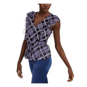 INC Womens Frayed Tie Sleeveless V Neck Top